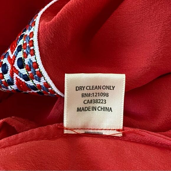 Gypsy 05 Red Tie Dye Cairo 100% Silk Embroidered Strapless Maxi Dress Sz XS - Picture 13 of 15